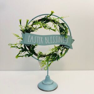 Easter Passover Tabletop Decor Wreath "Easter Blessings" Pale Mint Green